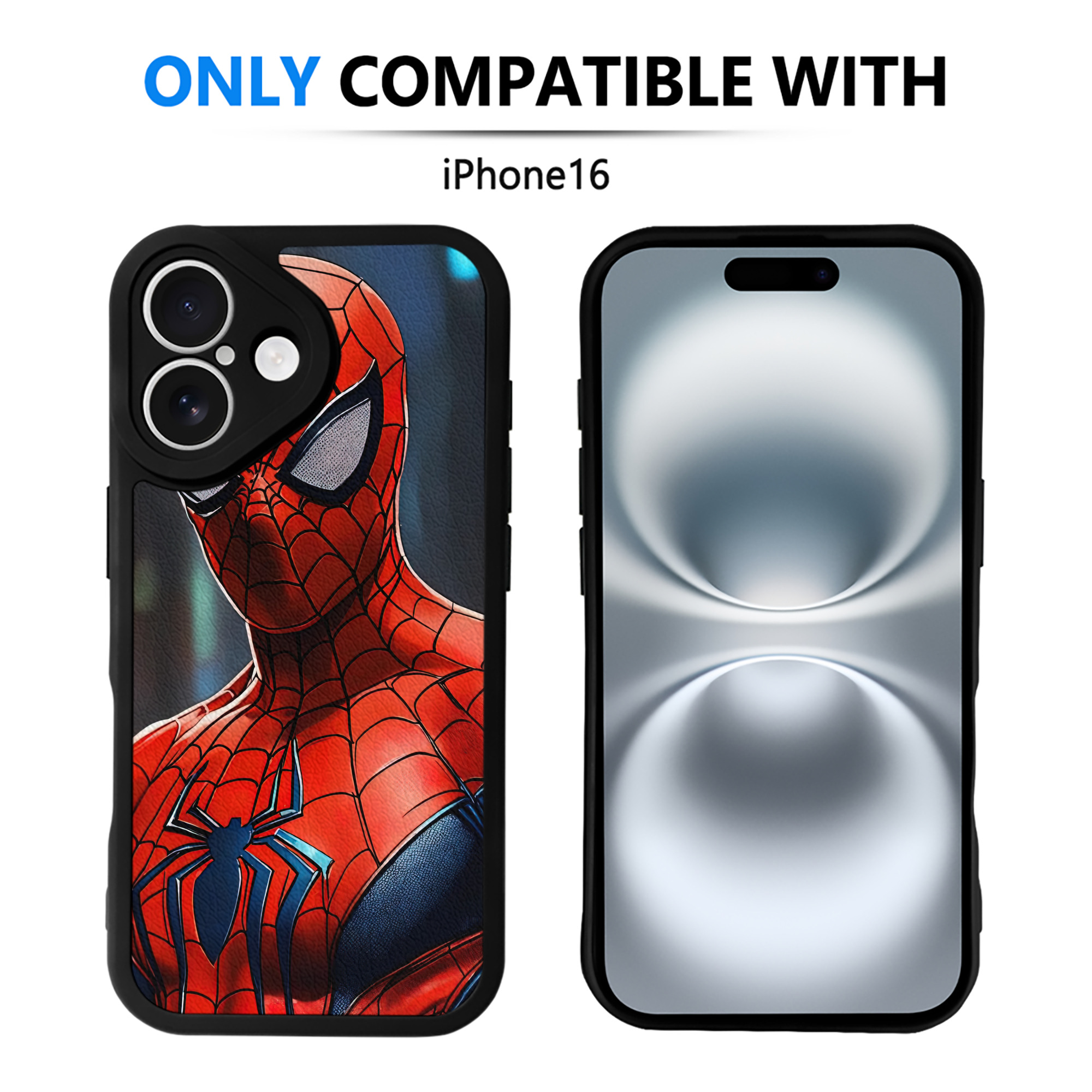 （画像用） Spider Man スパイダーマン 【iPhone 16シリーズ対応】シリコンスマホケース（レザー調） 材質：シリコン